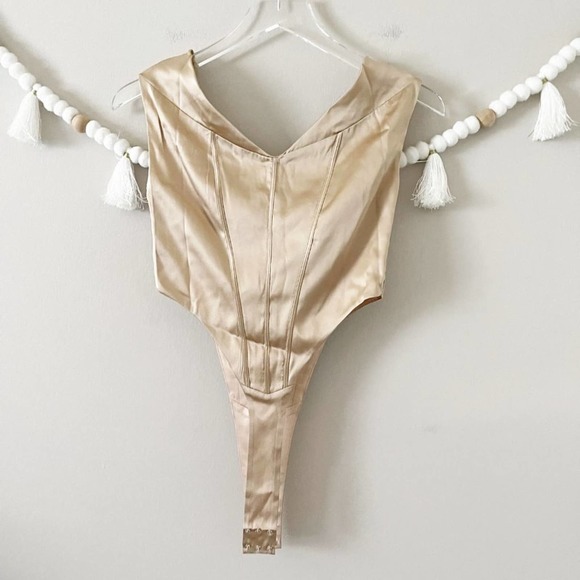 NEW Retrofete Rozik Silk Champagne Bodysuit - Picture 5 of 5